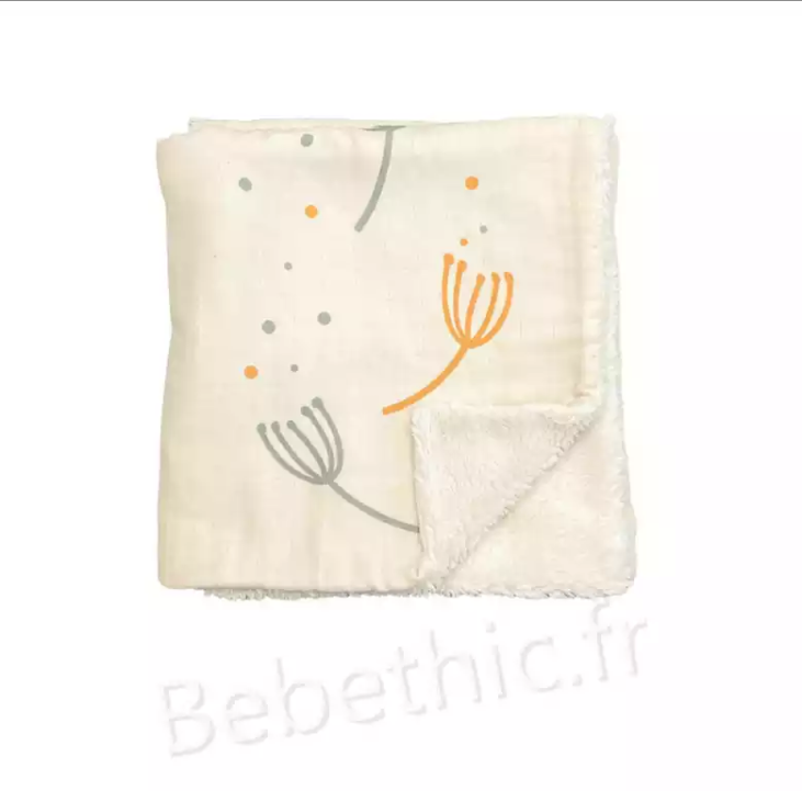 Couverture bébé bio française en coton Oeko-tex écru Pitigaia